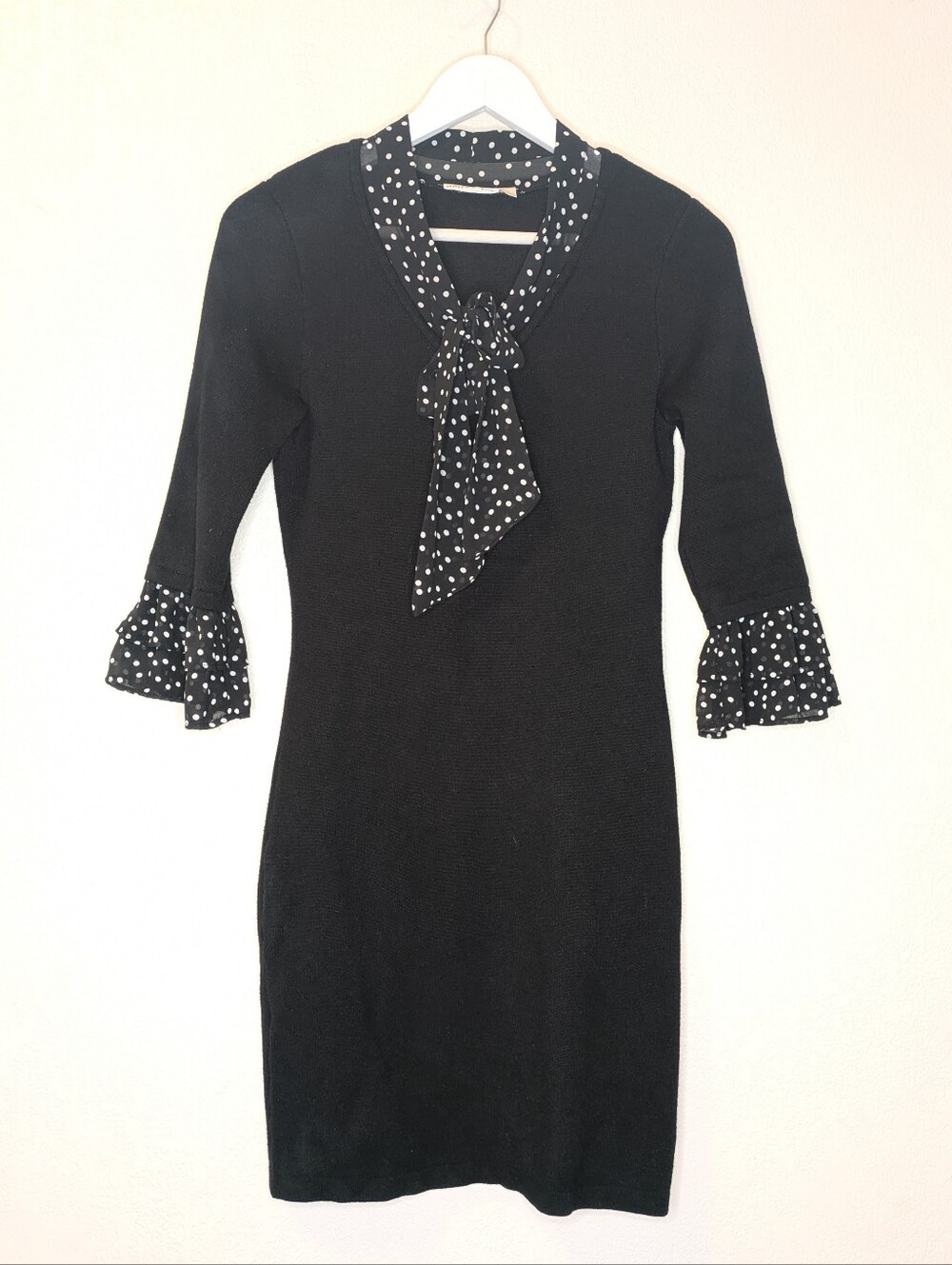 Hailey Lyn Polka Dot Accent Sweater Dress
